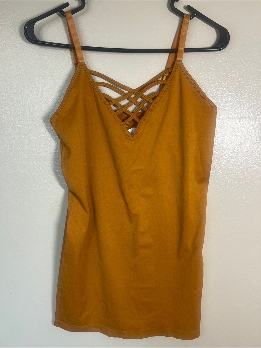 Zenana Outfitters Crisscross V-Neck Cami Tank in Mustard
